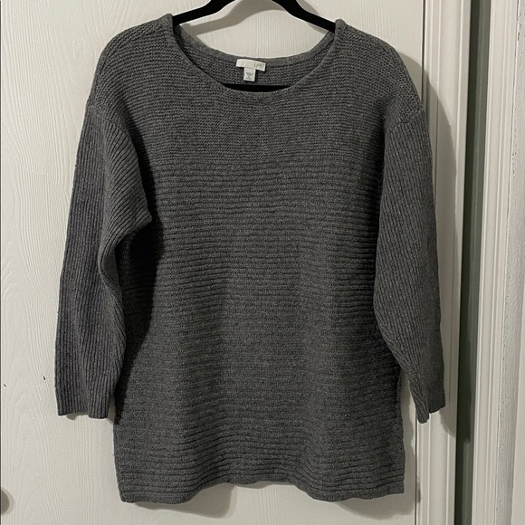 J. Jill Tops - J Jill Sweater Womens Gray Long Sleeve Wool Silk Blend Ribbed Knit Tunic XLP